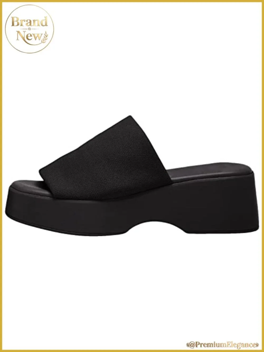 Womens Platform Wedge Slide Sandals Open Toe Slip On Elastic Band Shoes